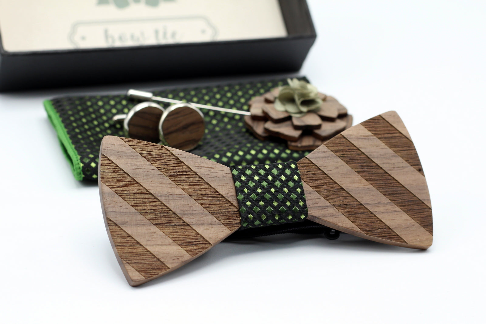 Wooden Bow Tie Combo Set - THE ARGYLE - Hashtag Bamboo