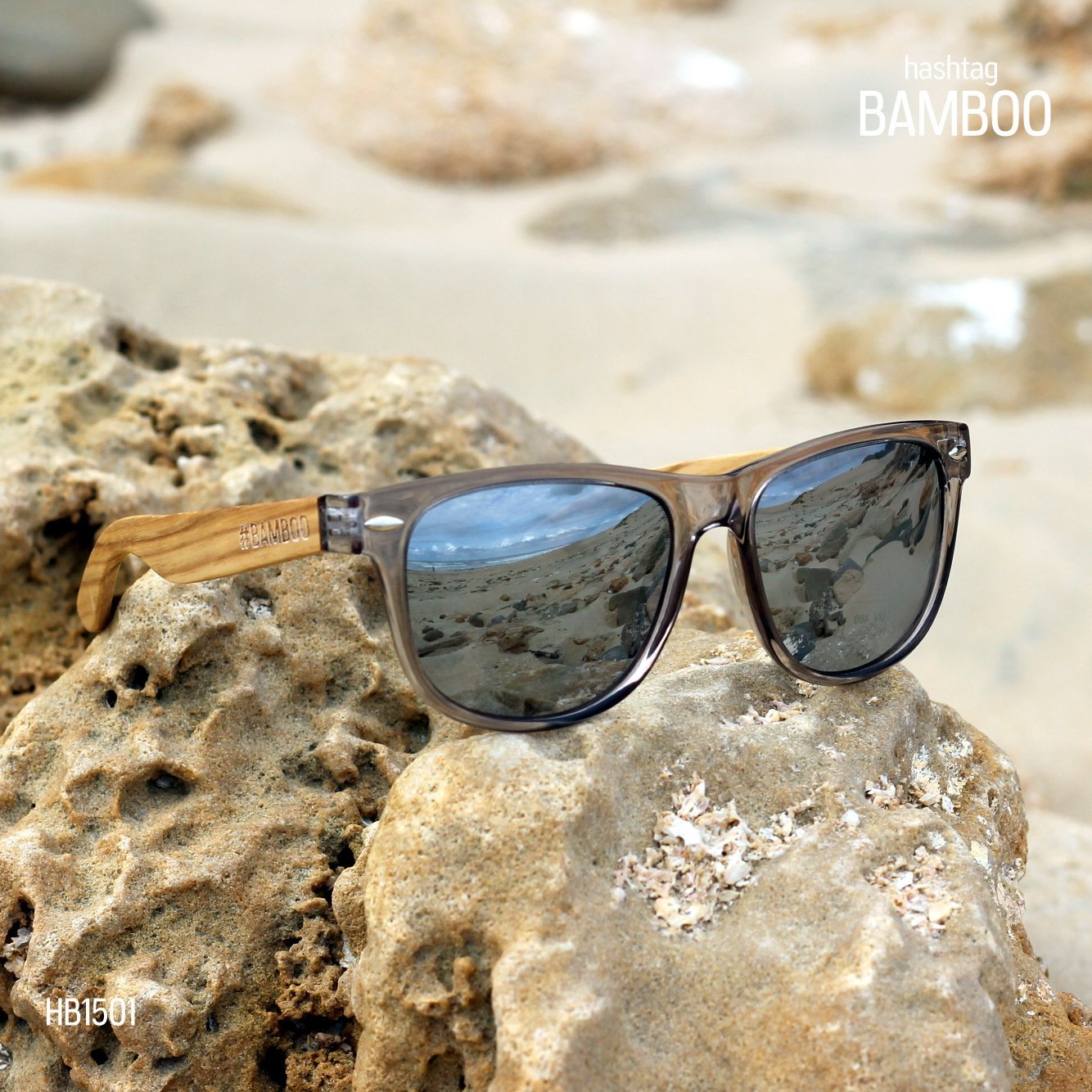 Wayfarer Polarised Silver Lens with Wooden Arms - THE VAYA - Hashtag Bamboo