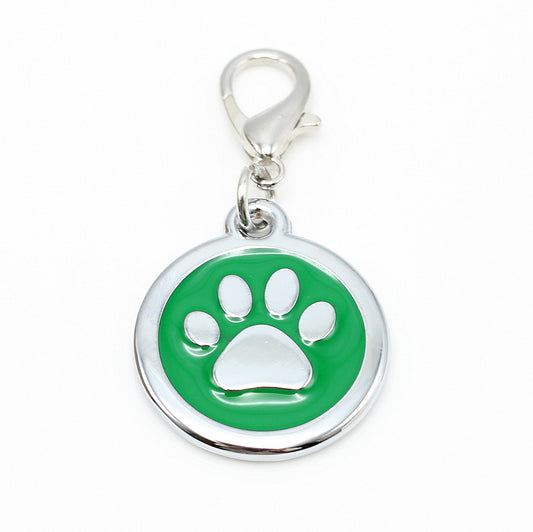 Stainless Steel Paw Print Dog Tag, 5 colours, green, price includes engraving.