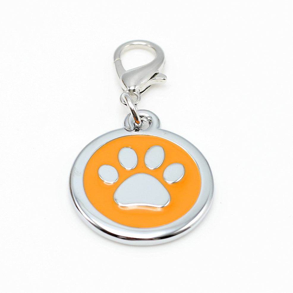 Stainless Steel Paw Print Dog Tag, 5 colours, orange, price includes engraving.