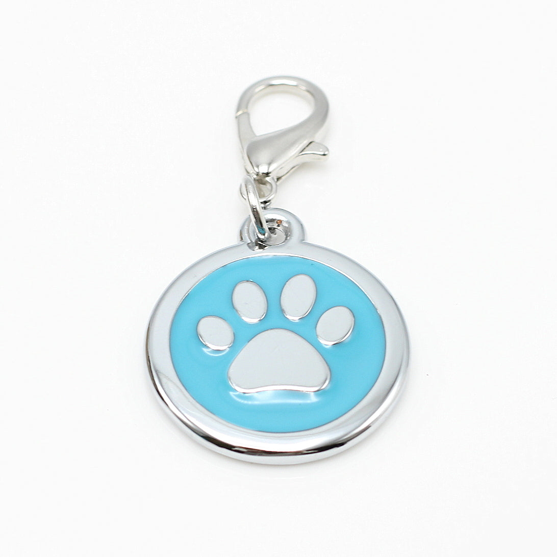 Stainless Steel Paw Print Dog Tag, 5 colours, turquoise blue, price includes engraving.