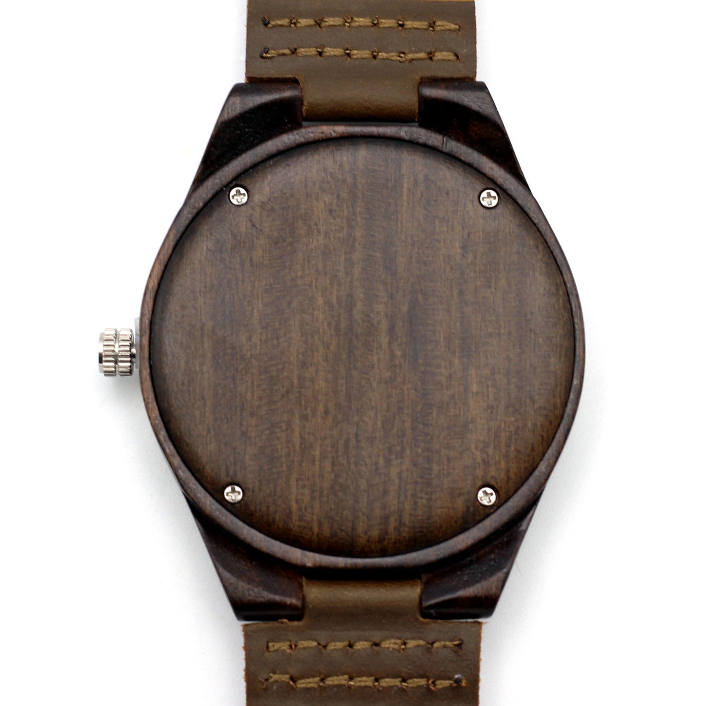 MANLY JONES Men's Ebony Wood Watch with Leather Strap