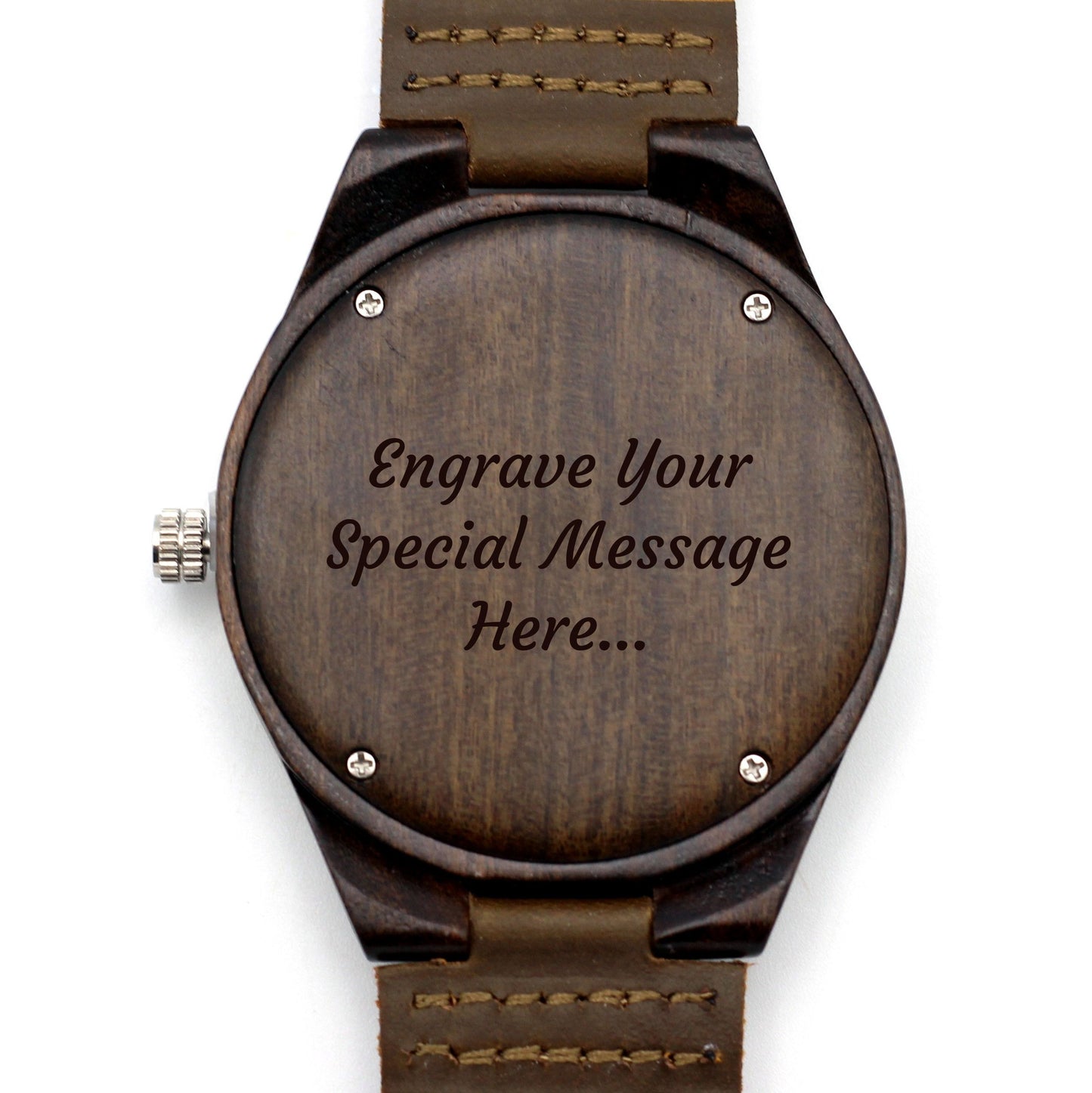 MANLY COCOA Wooden Watch with Brown Leather Strap - Hashtag Bamboo