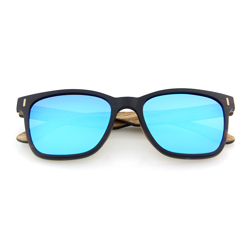 KENYA EBONY BLUE Sunglasses Wood Polarised Mirror Lens - Hashtag Bamboo