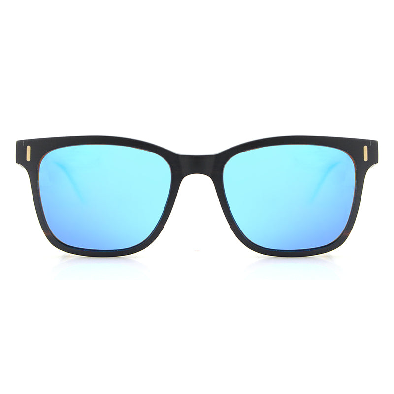 KENYA EBONY BLUE Sunglasses Wood Polarised Mirror Lens - Hashtag Bamboo