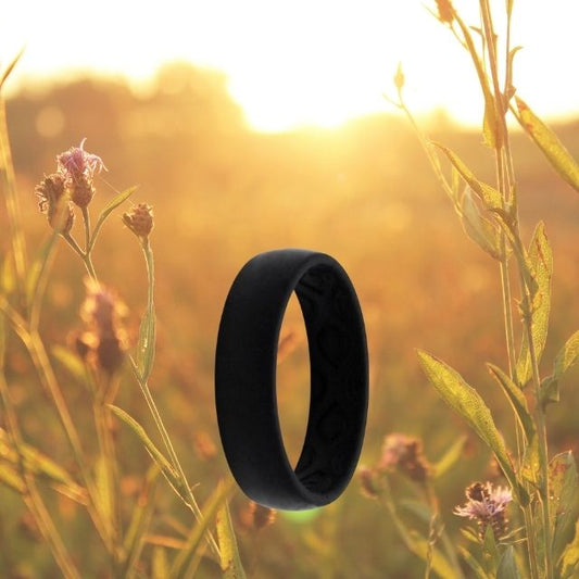 Ladies Black Silicone Ring 5mm Breathable Grooves
