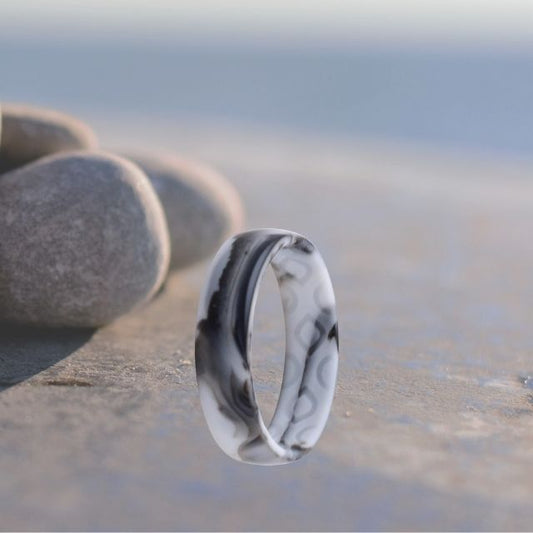Ladies Grey Marble Silicone Ring 5mm Breathable Grooves