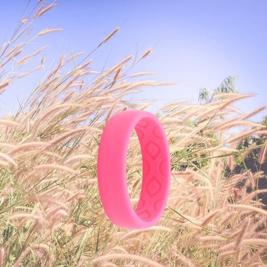 Ladies Candy Pink Silicone Ring 5mm Breathable Grooves