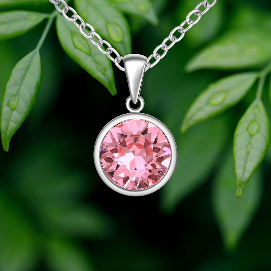 925 Sterling Silver Austrian Crystal Pendant - Light Rose. Sold as a Pendant Only, or on a 40cm Italian Silver chain.