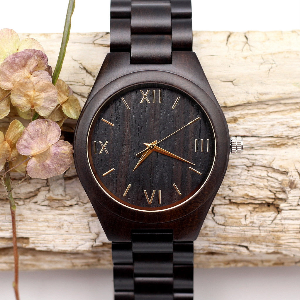 MANWOOD LUXE Men's Ebony Wood Watch and Strap. Hashtag Bamboo wooden products. Proudly South African. Eco friendly and trendy.