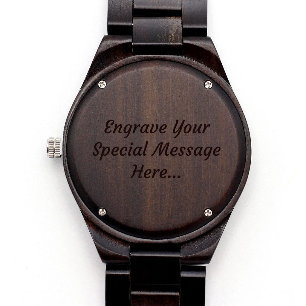 MANWOOD NOX Men's Ebony Wooden Watch with Wood Strap - Hashtag Bamboo