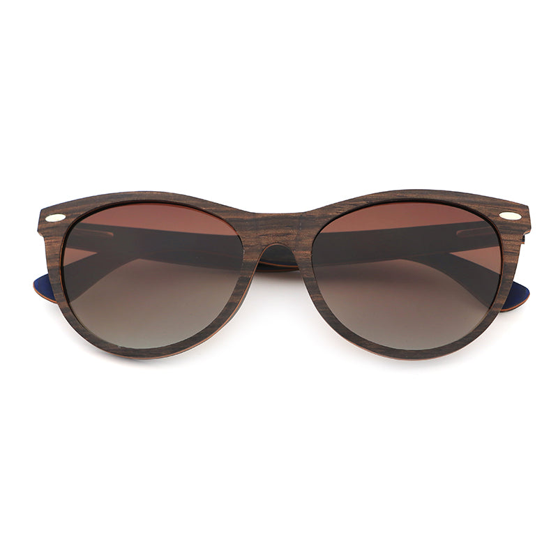 L'AMORE EBONY BROWN Ladies Wood Sunglasses Polarised Lens