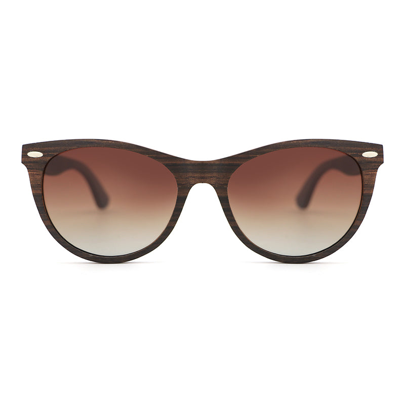 L'AMORE EBONY BROWN Ladies Wood Sunglasses Polarised Lens