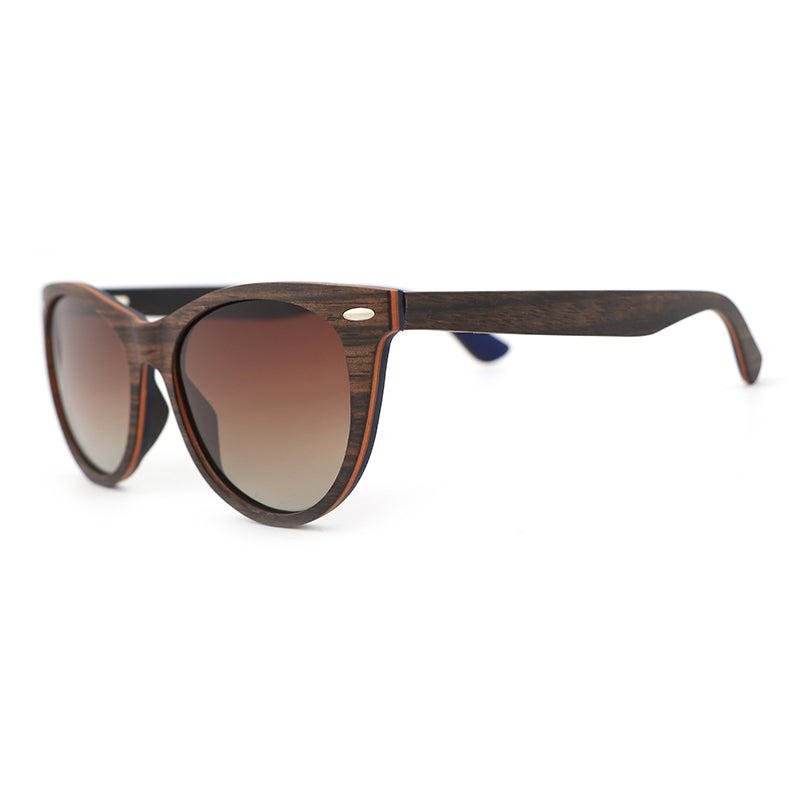 L'AMORE EBONY BROWN Ladies Wood Sunglasses Polarised Lens