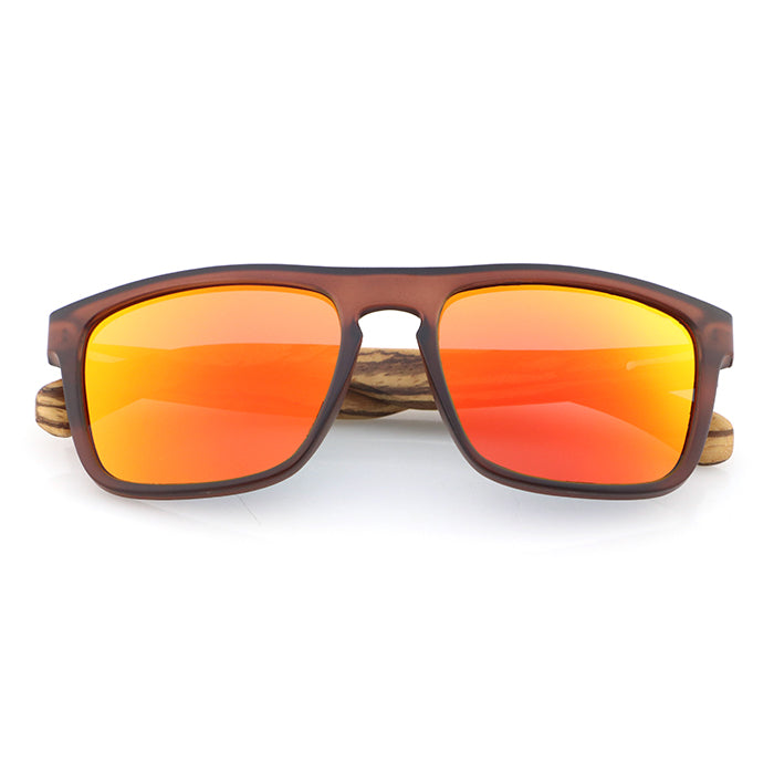 MANSHADY ORANGE Men's Sunglasses Polarised Lens Wooden Arms
