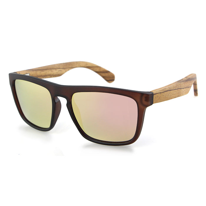 Best selling MANSHADY ROSE Men's Sunglasses  Rose Gold Polarised Lens Wooden Arms