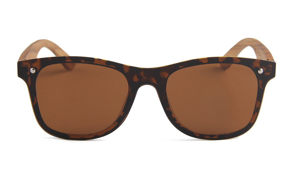 Sunglasses Ladies Tortoise Shell Brown Polarised Lens with Wooden Arms - THE MATRIX - Hashtag Bamboo