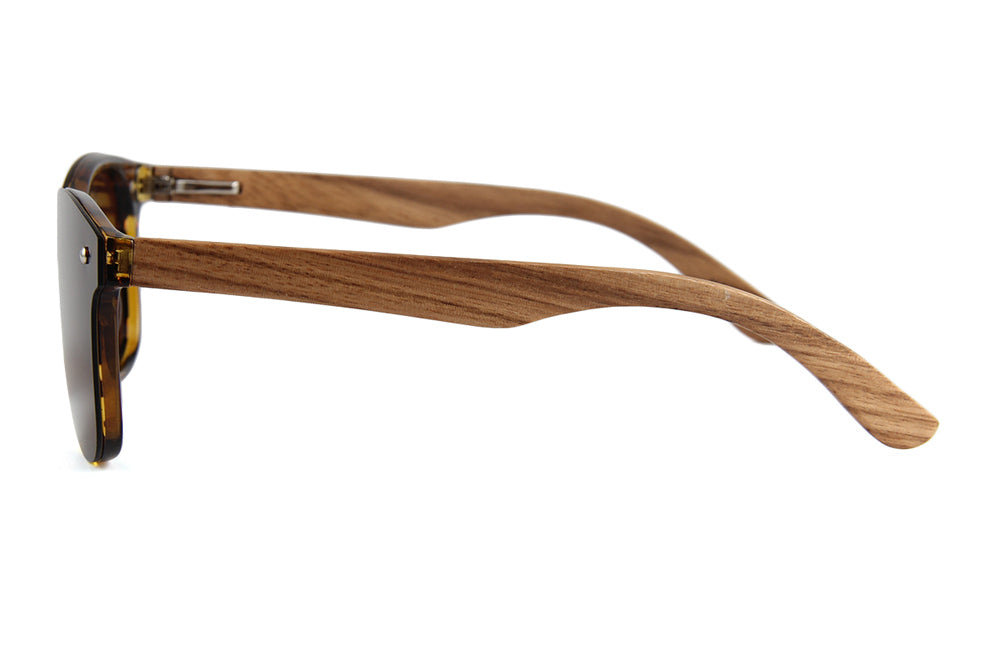 Sunglasses Ladies Tortoise Shell Brown Polarised Lens with Wooden Arms - THE MATRIX - Hashtag Bamboo
