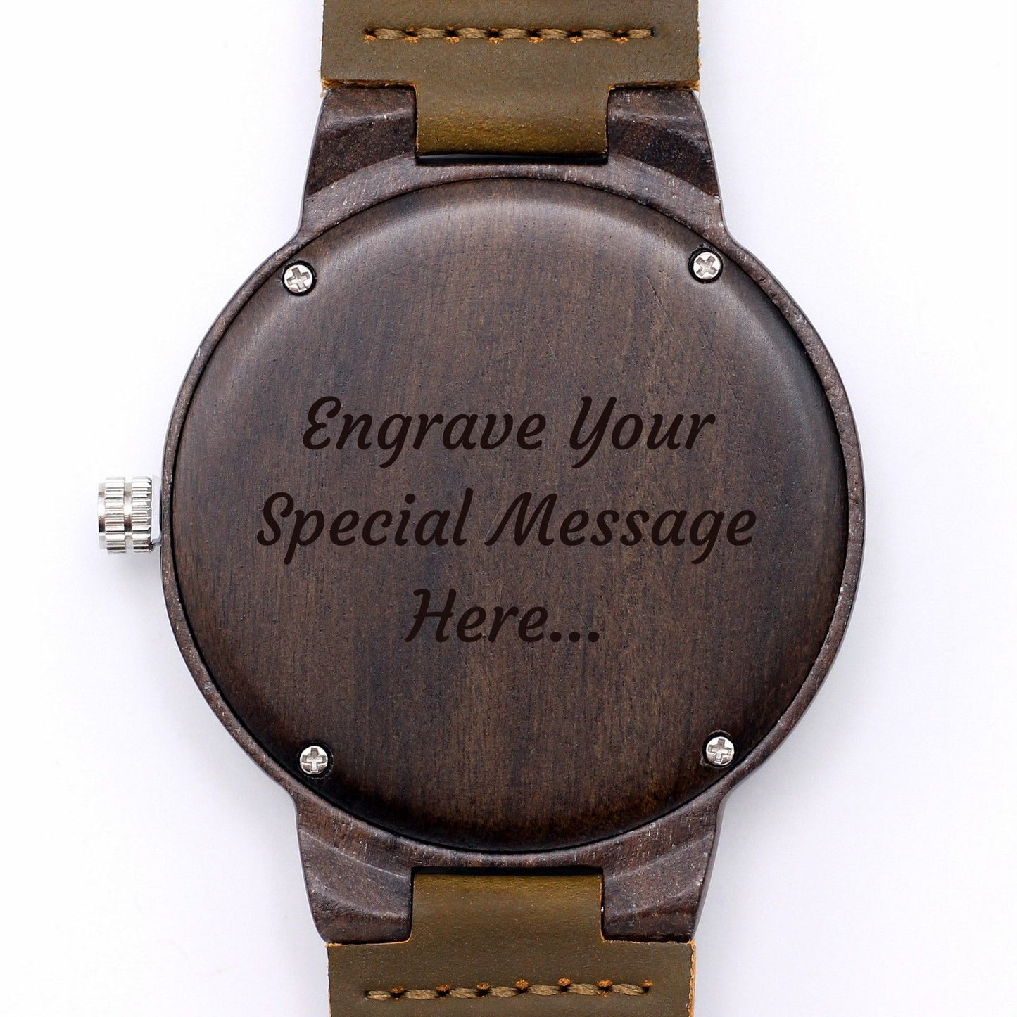 MANLY MOCHA Wooden Watch with Brown Leather Strap - Hashtag Bamboo