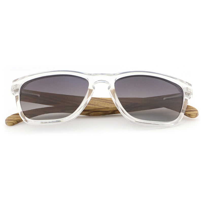 OCEANIC CLEAR Ladies Sunglasses Polarised Lens Wooden Arms - Hashtag Bamboo
