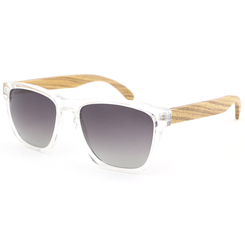 OCEANIC CLEAR Ladies Sunglasses Polarised Lens Wooden Arms - Hashtag Bamboo