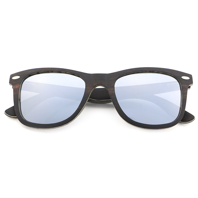 PALMER SILVER Men's Ebony Wood Sunglasses Polarised Lens