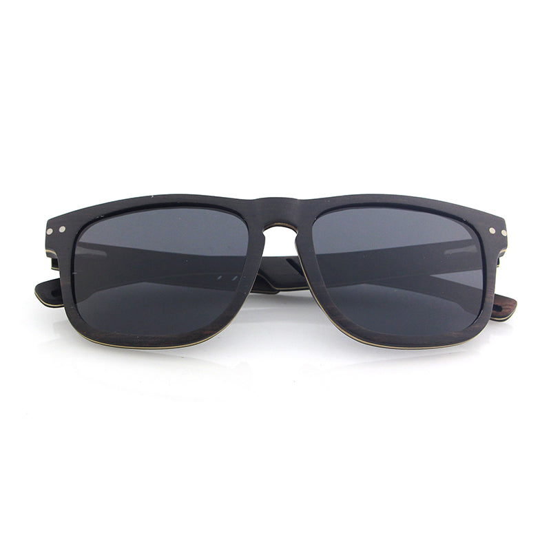 REDFORD Ebony Wood Men's Sunglasses Polarised Lens Cut-Out Arm