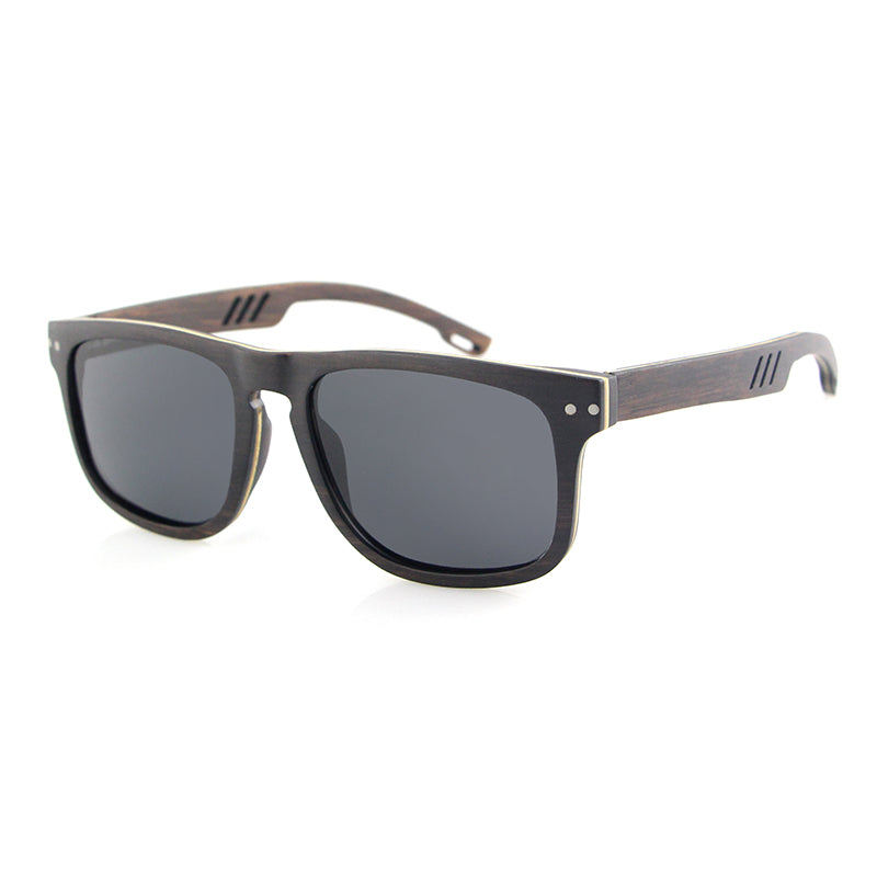 REDFORD Ebony Wood Men's Sunglasses Polarised Lens Cut-Out Arm