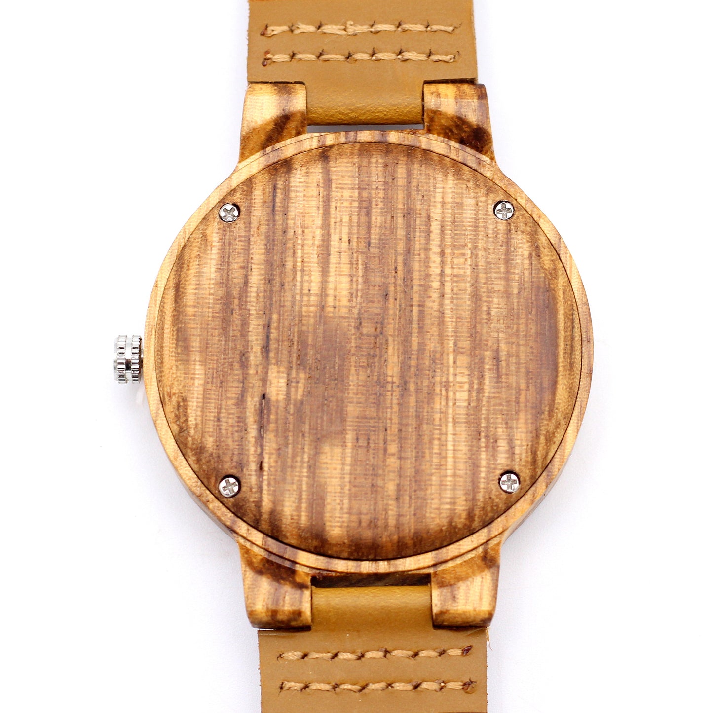 REV BROWN Men's Wooden Watch Leather Strap