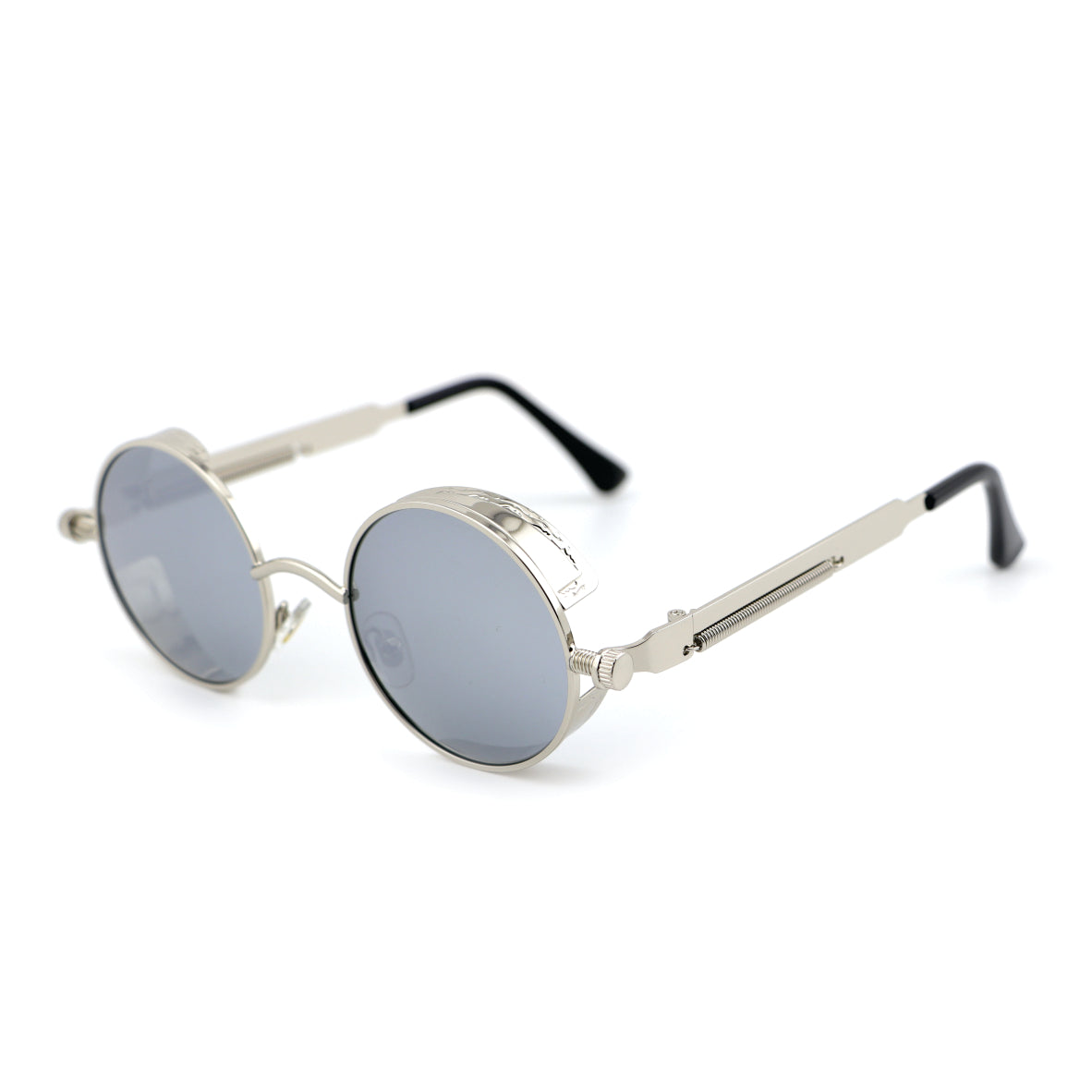 Steampunk HIPSTER SILVER Round Glasses Polarised Sunglasses