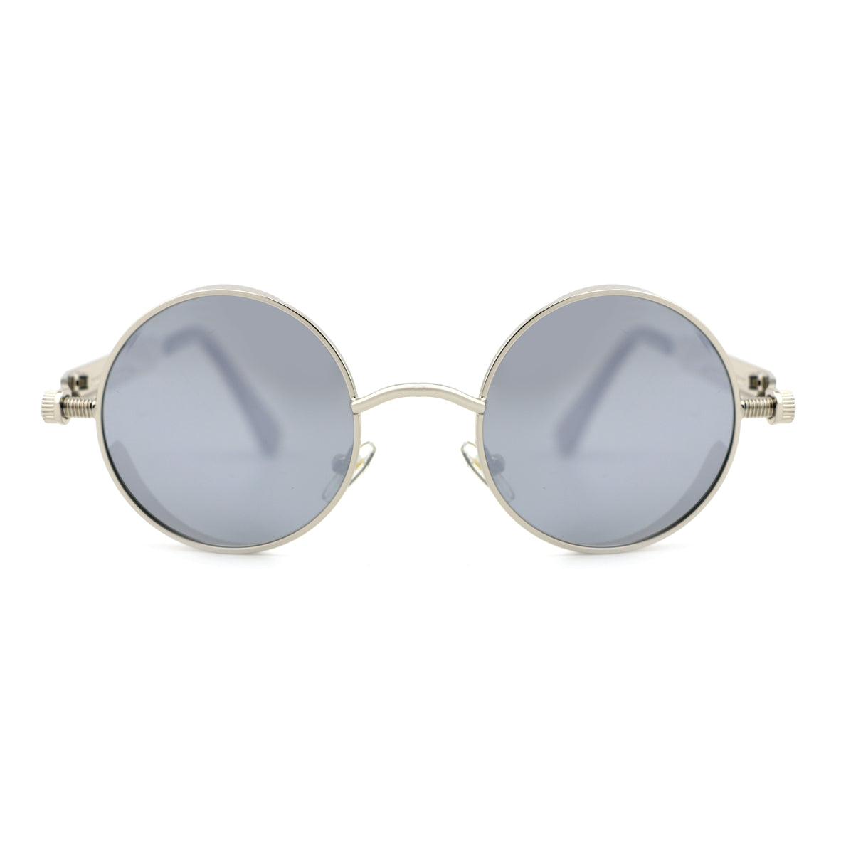 Steampunk HIPSTER SILVER Round Glasses Polarised Sunglasses