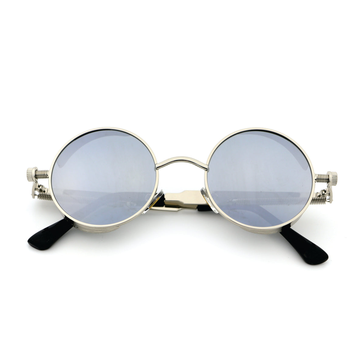 Steampunk HIPSTER SILVER Round Glasses Polarised Sunglasses