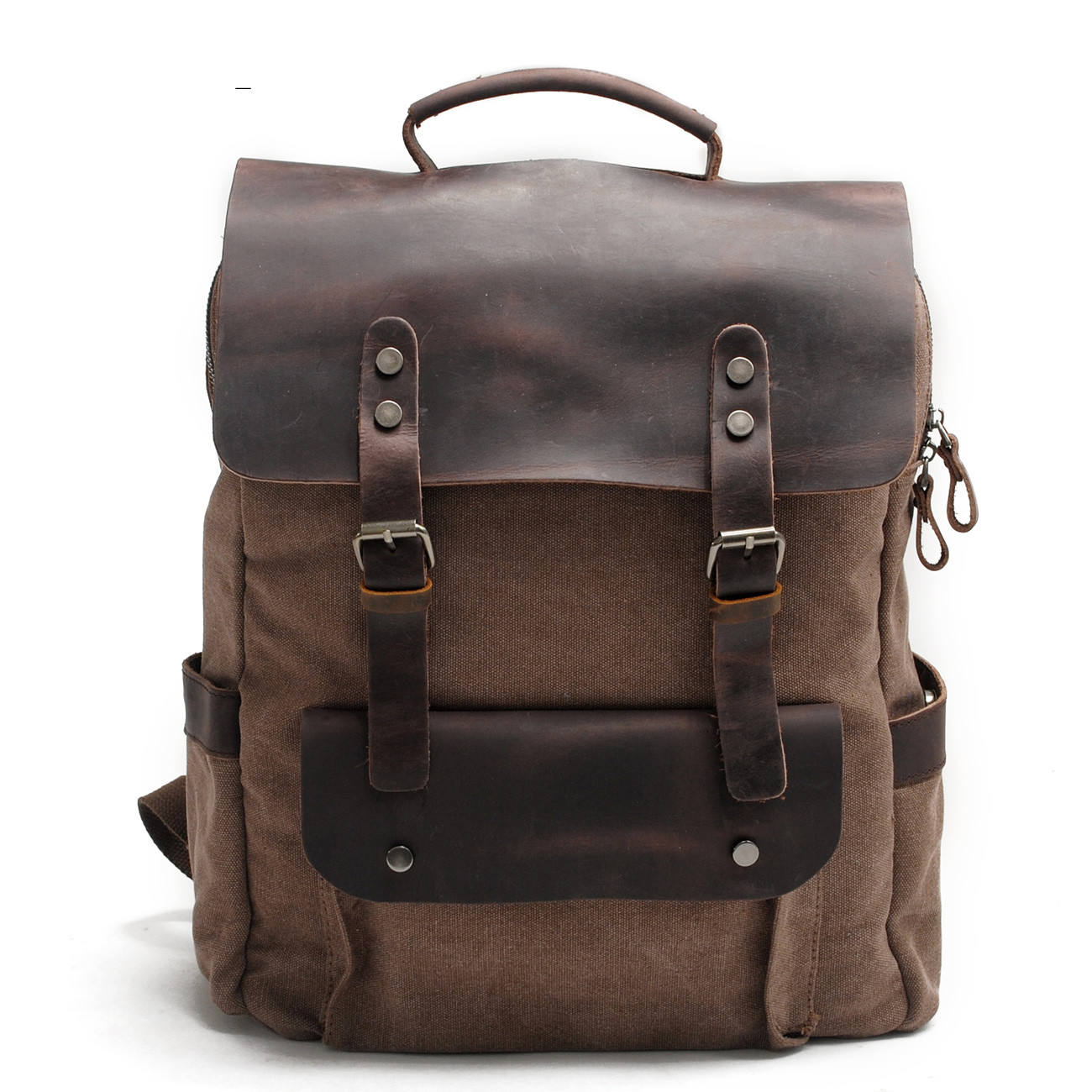 STANFORD BROWN Canvas & Leather Backpack