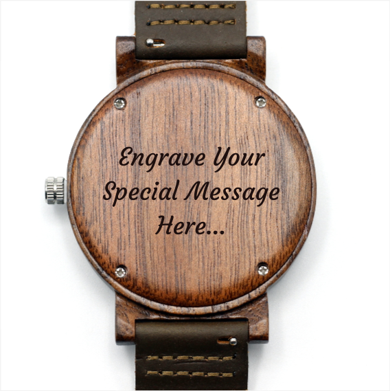 MANLY TECH Wooden Watch with Brown Leather Strap - Hashtag Bamboo