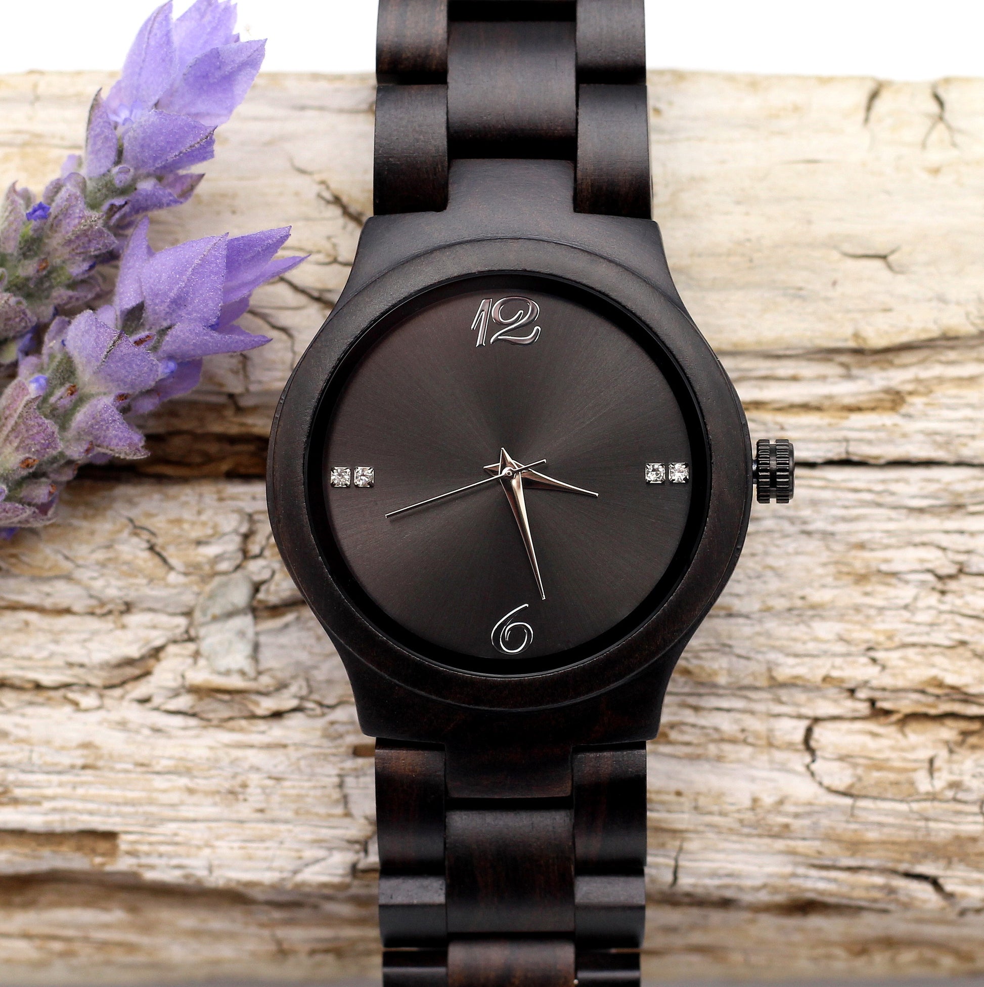 TWILIGHT Ladies Ebony Wood Watch with Wooden Strap - Hashtag Bamboo