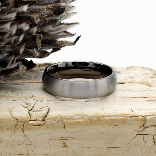 Men's Dark Silver Tungsten Ring 6mm