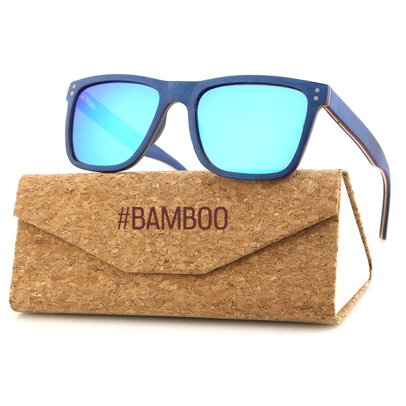 VASCO BLUE Men's Blue Ebony Wood Sunglasses Blue Polarised Lens - Hashtag Bamboo