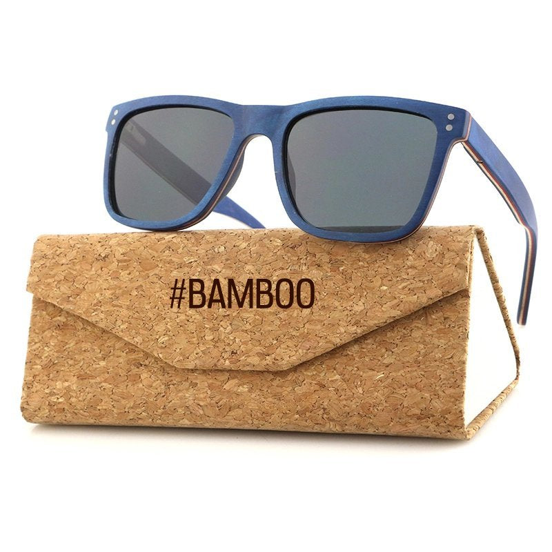 THE VASCO - Sunglasses SOLID WOOD Men's Blue Ebony Wood Grey Polarised Lens - Hashtag Bamboo