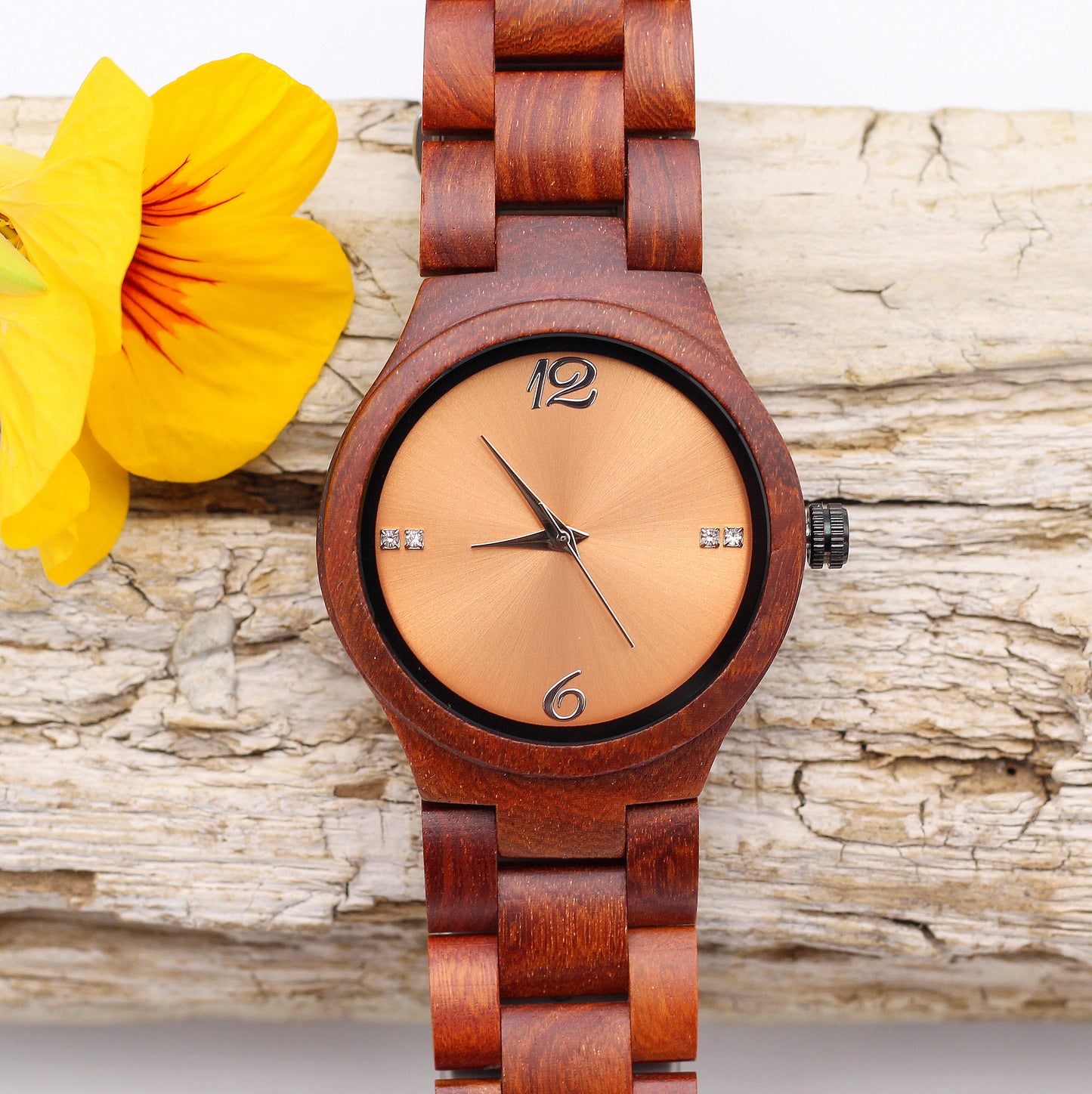 DUSK Ladies Rosewood Watch with Wooden Strap