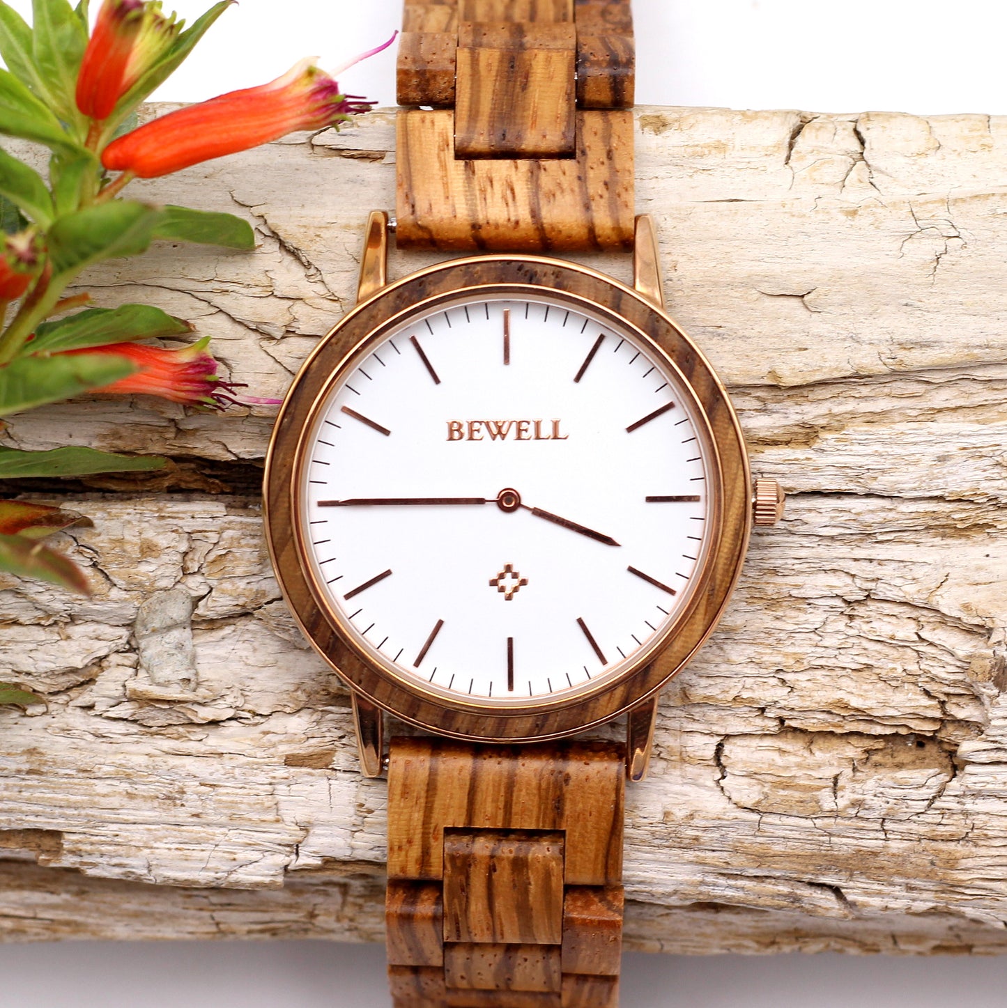 MANWOOD CYRUS Stainless Steel Zebrawood Watch Wood Strap