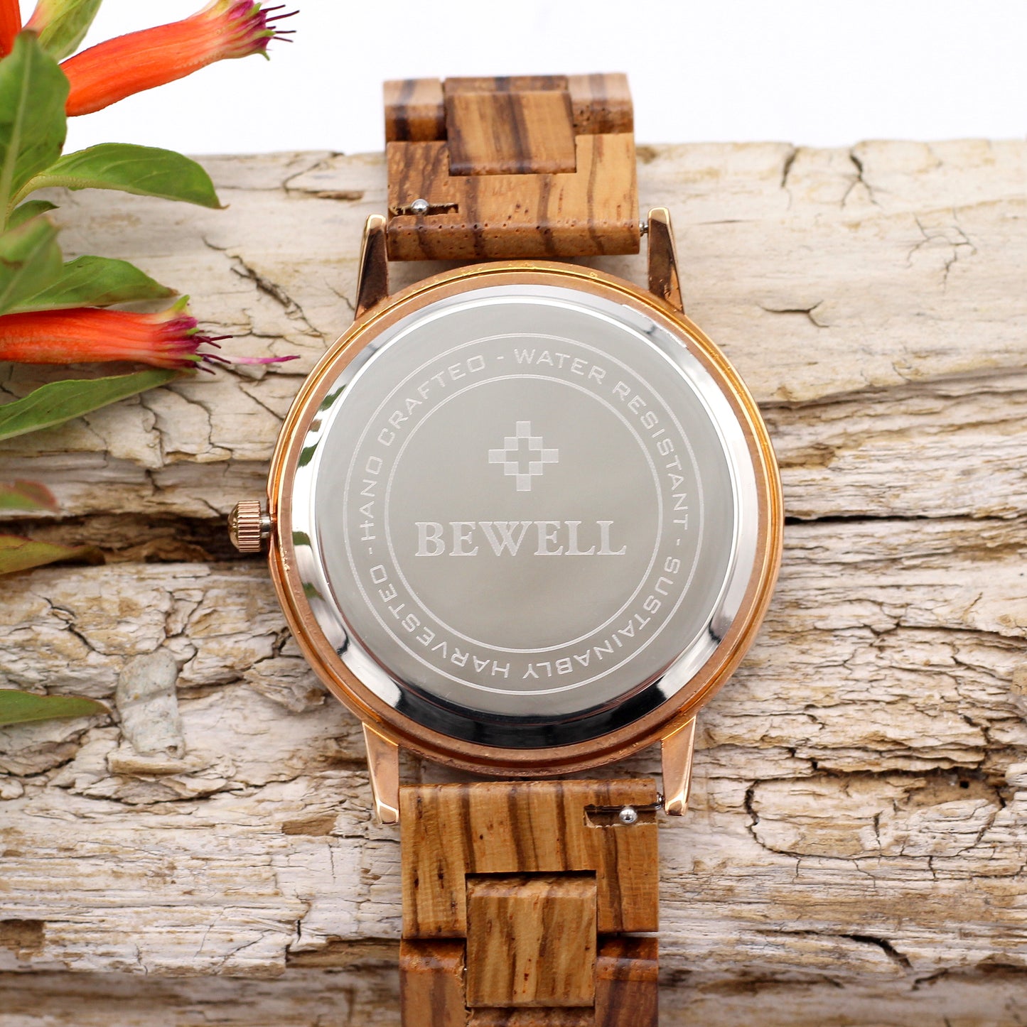 MANWOOD CYRUS Stainless Steel Zebrawood Watch Wood Strap