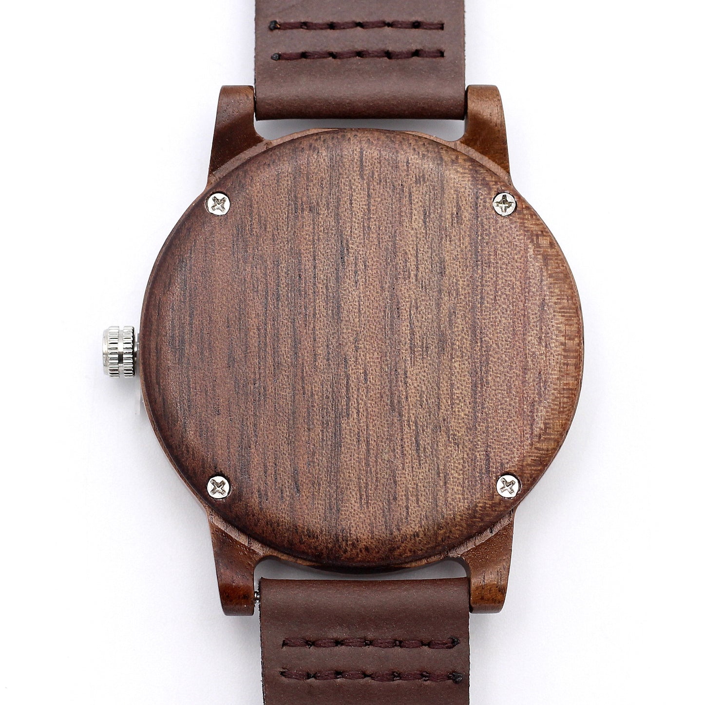 WATSON Men's Walnut Wood Watch with Leather Strap