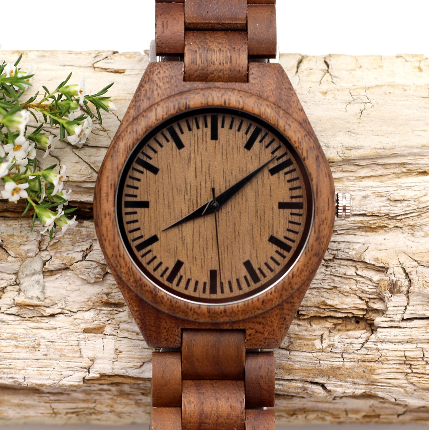 MANWOOD FENN Men's Walnut Wooden Watch with Wood Strap - Hashtag Bamboo