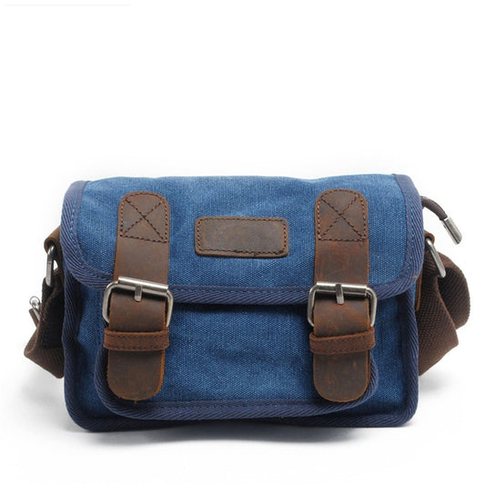 Blue Canvas Genuine Leather SLING BAG Small