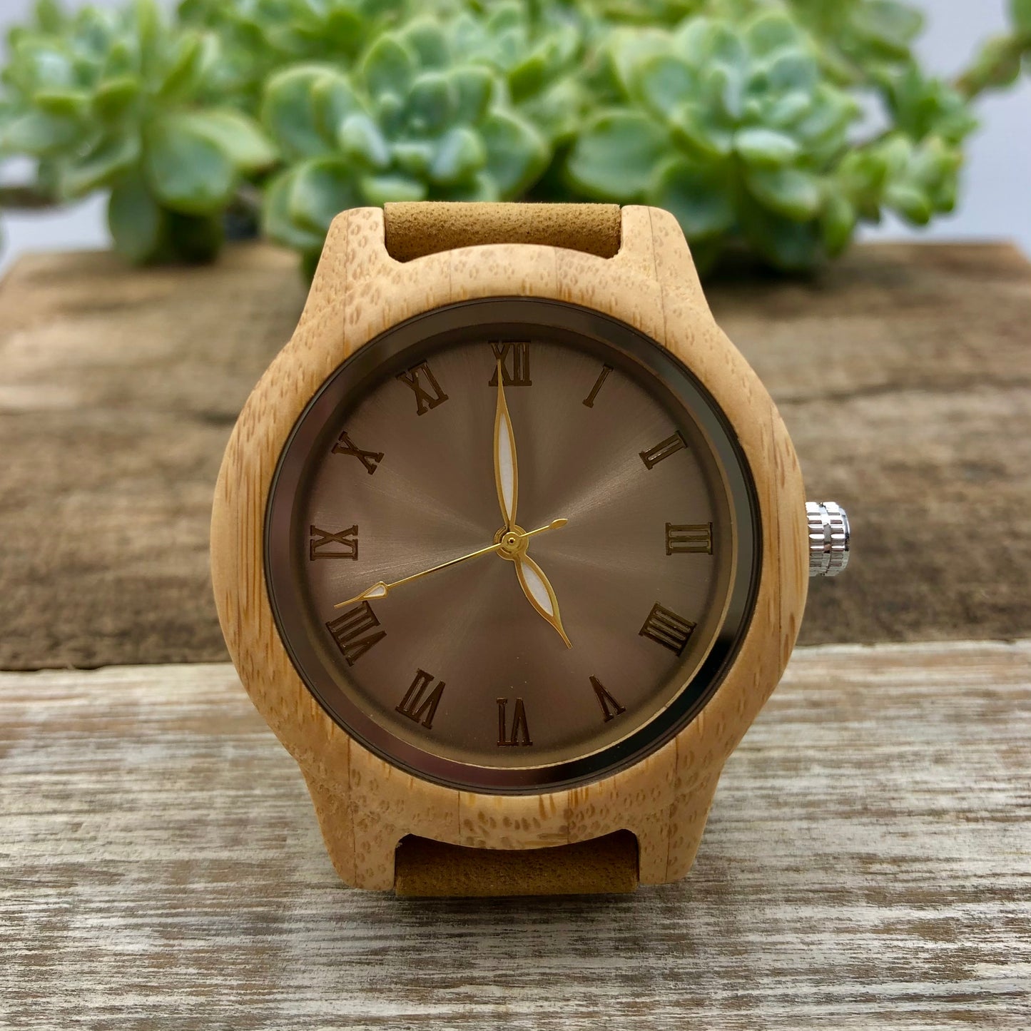 LADY PARIS Wooden Watch Bamboo with Tan Leather Strap - Hashtag Bamboo