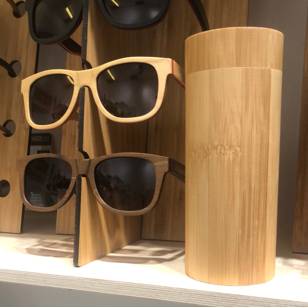 BOARDY SMALL Men's Solid Wood Wayfarer Sunglasses Polarised Lens - Hashtag Bamboo