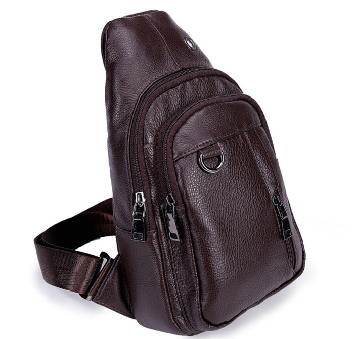 Genuine Leather Crossbody Bag DARK BROWN