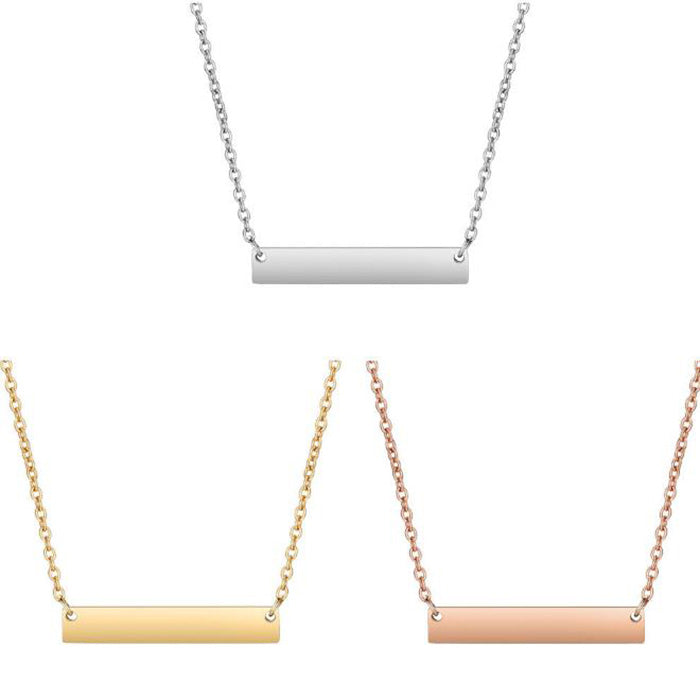 Stainless steel silver gold bar pendant with free name engraving, gift idea, in-house engraving Hashtag Bamboo, fast shipping anywhere in SA.