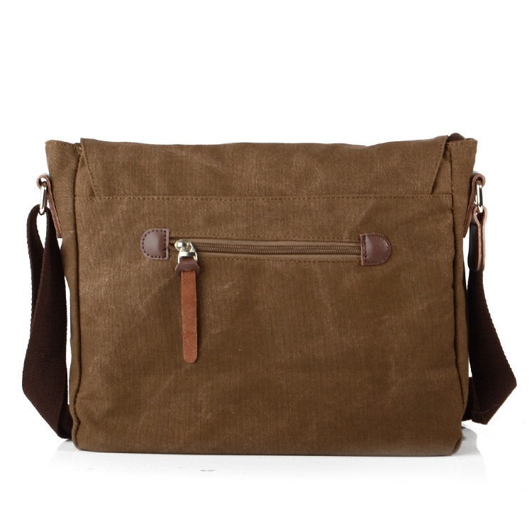 TANTOR COFFEE Canvas & Vegan Leather Satchel Bag Vintage